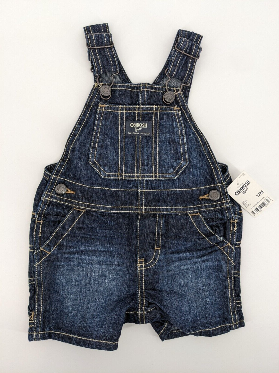 プライス NWT Oshkosh B'Gosh Blue Denim Overall Shorts Shortall Baby Boy