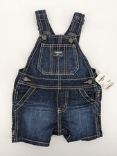 NWT Oshkosh B'Gosh Blue Denim Overall Shorts Shortall Baby Boy Size 12 Months