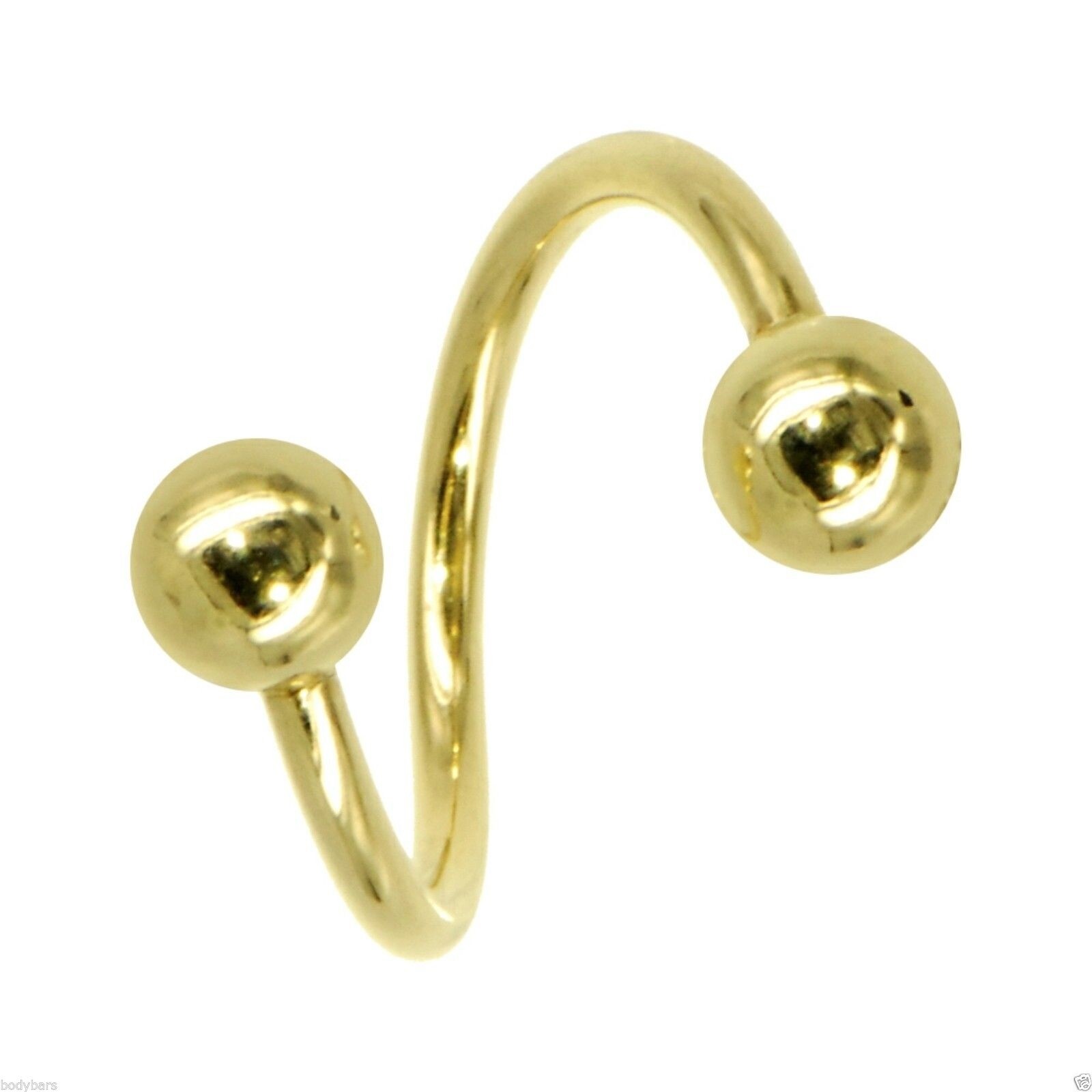 Eyebrow Bar Twisted Ball Earring Barbell Anodized Gold Body Piercing 16g 8mm