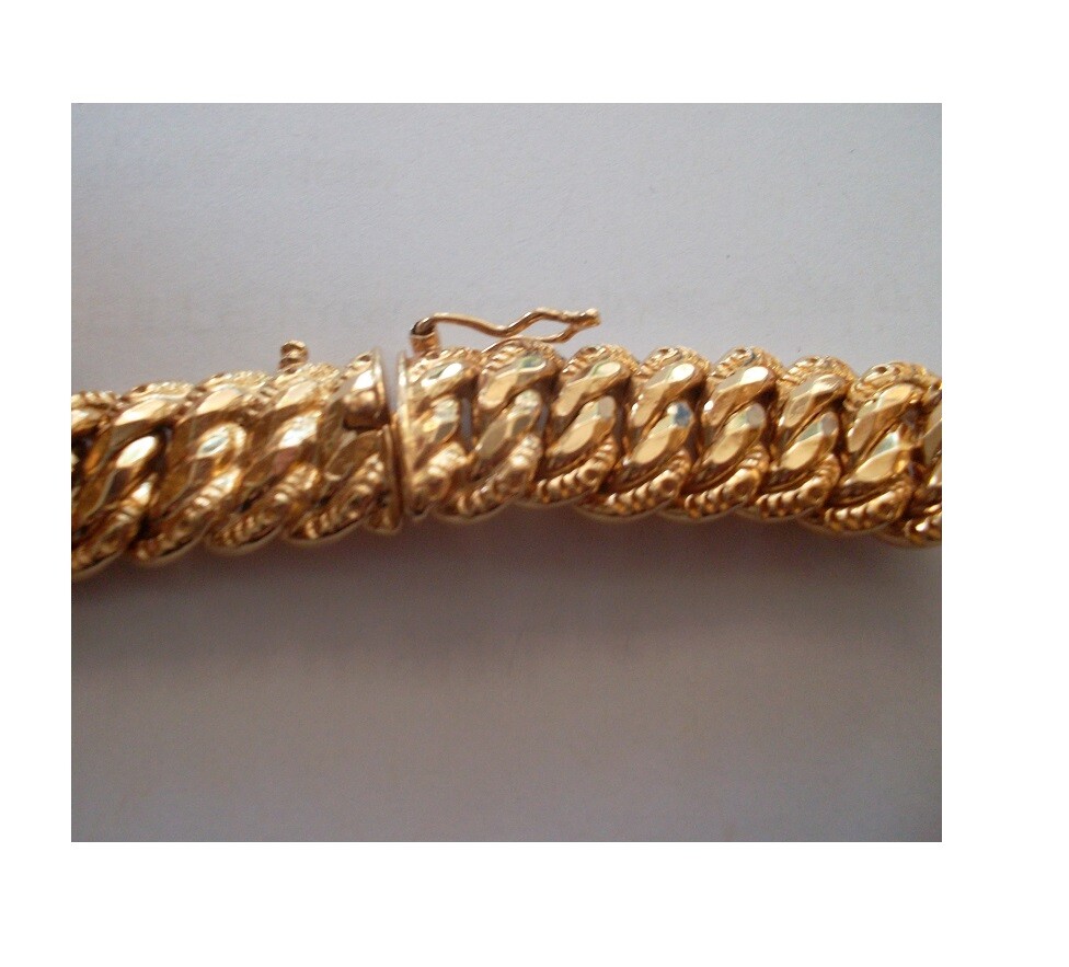 Bracelet Maille Anglaise Plaqué Or 18 Carats Petugons - Neuf Avec étiquettes, Style Grosse Maille, Garanti