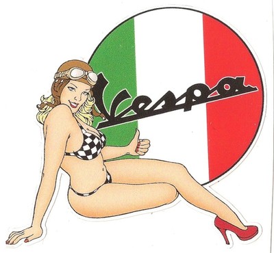 Vespa right pin up right vinyl sticker laminated