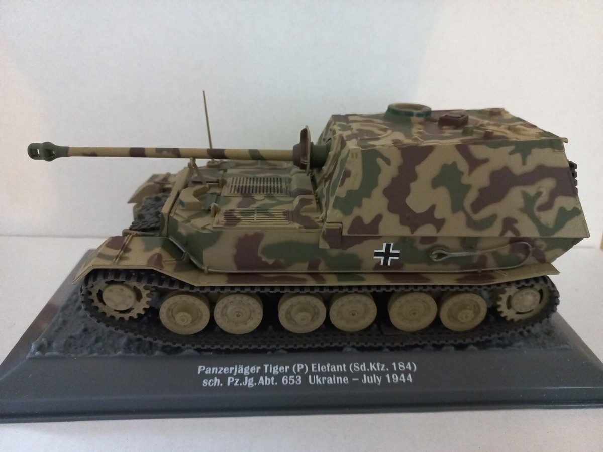 Miniature 1/43 Char Allemand Elefant Tiger (P) - Ukraine 1944 - Moulé Sous Pression