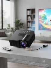 LCD LED Mini Home Theater Desktop Projector, Black - DC Input