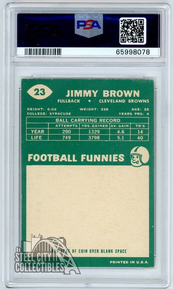 Jim Brown 1960 Topps Football Card #23 PSA 5 EX view 2