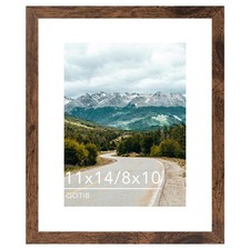 Deep Brown 11x14 Picture Frame with 8x10 Mat for Wall Display