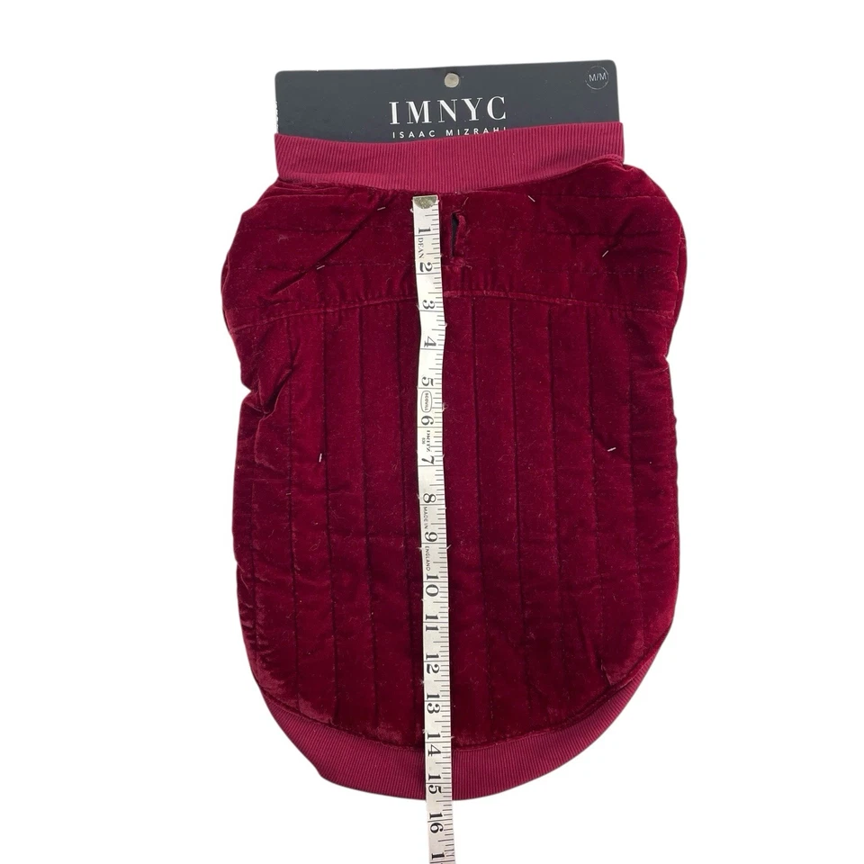 Isaac Mizrahi Pet Velvet Dog Coat Size Medium Red Burgundy Christmas Holiday NEW - Image 4 of 4