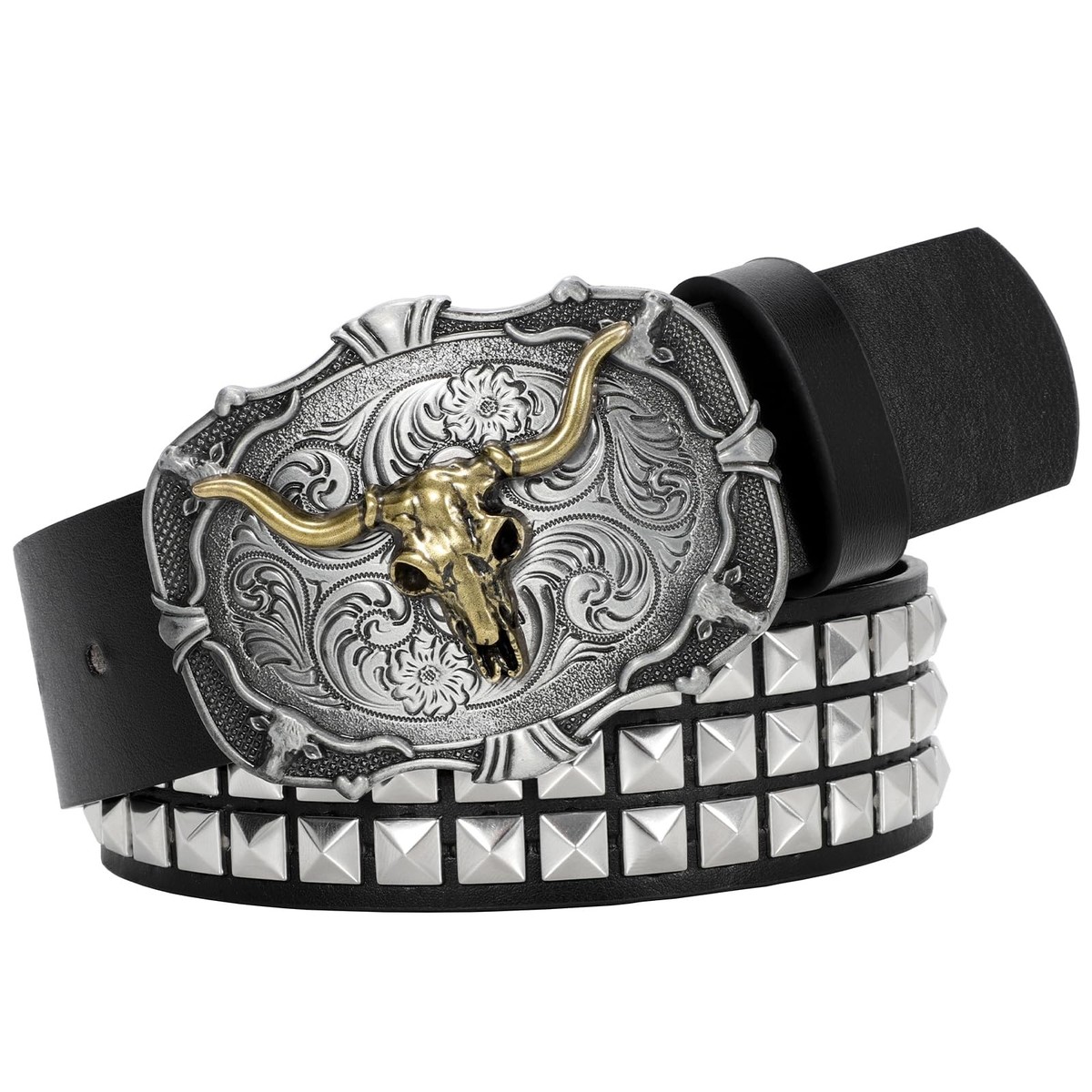 Cowboy Cowgirl Western Rhinestone Belt With Western Buckle 