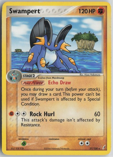 Swampert 27/100 Rare Crystal Guardians Pokemon Heavily Played