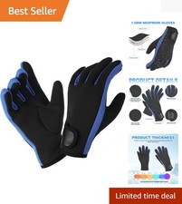 Solid Blue 1.5mm Five Finger Neoprene Diving Gloves - Lightweight  Durable