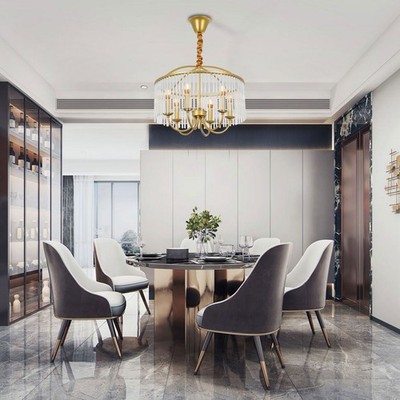 Modern 6-Light Pendant Light Gold Ceiling Mounted Light 110-130V Light Fixture