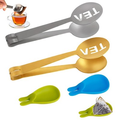 2 PCS Tea Bag Squeezer Tongs with 2 PCS Tea Bag Holder, Stainless Steel Teaba...