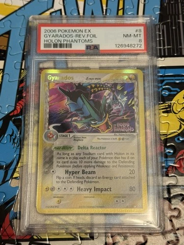 2006 POKEMON EX HOLON PHANTOMS #8 GYARADOS-REVERSE FOIL PSA 8 🔥