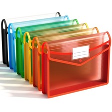 6 Pack Plastic Expanding File Folder, Folders for Documents with Snap Closure...