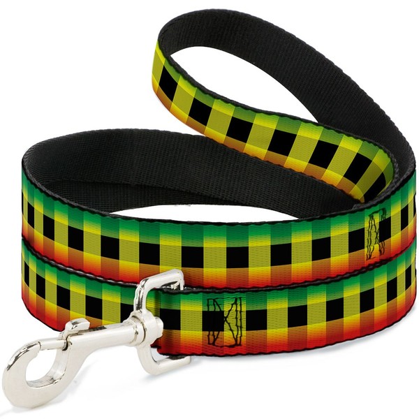 "Dog Leash 6-FEET Buffalo Plaid Rasta Narrow 0.5\" (Us Import)"-image