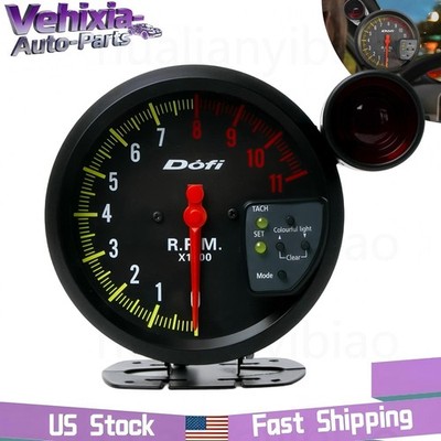 5'' 7 Color Tachometer Gauge Backlit 0-11000 RPM Meter with Shift Light Universal