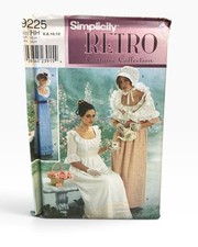 Simplicity Sewing Pattern Misses 6 8 10 12 Regency Retro Costume Dress 9225