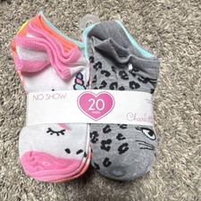 Charlotte Girls No-Show Socks 20 Pairs Multicolor Animal Print CUTE NWT
