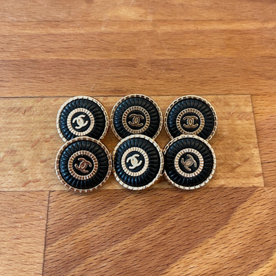 #ad CC Black and Gold Buttons 6pc $35.00