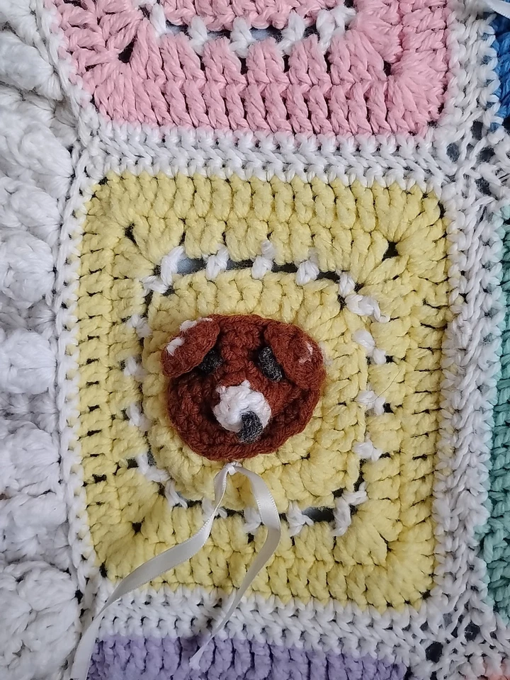 Manta de bebé hecha a mano tejida a ganchillo 3D osos de peluche y flores 26" X 33" Foto 2 de 4