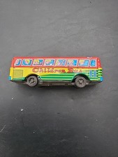 Vintage Classic Colorful Picnic Children Bus Tin Friction Bus Made In Japan