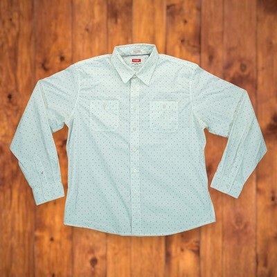 Wrangler Mens XL Flex for Comfort White Long Sleeve Button Down Geometric EUC