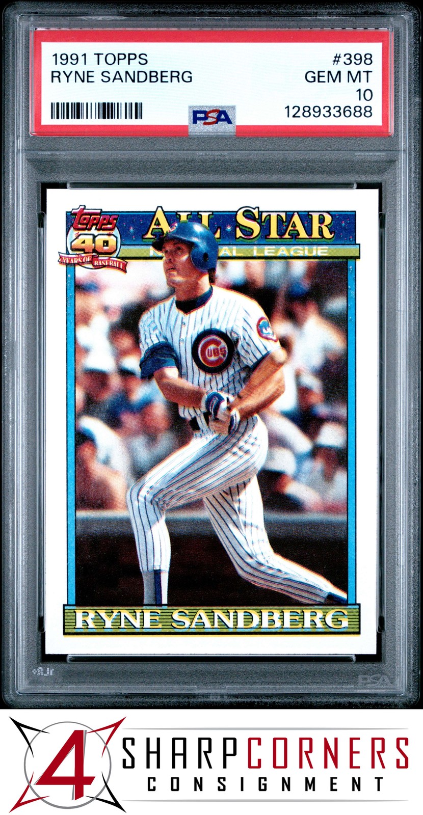 1991 TOPPS #398 RYNE SANDBERG CUBS HOF PSA 10