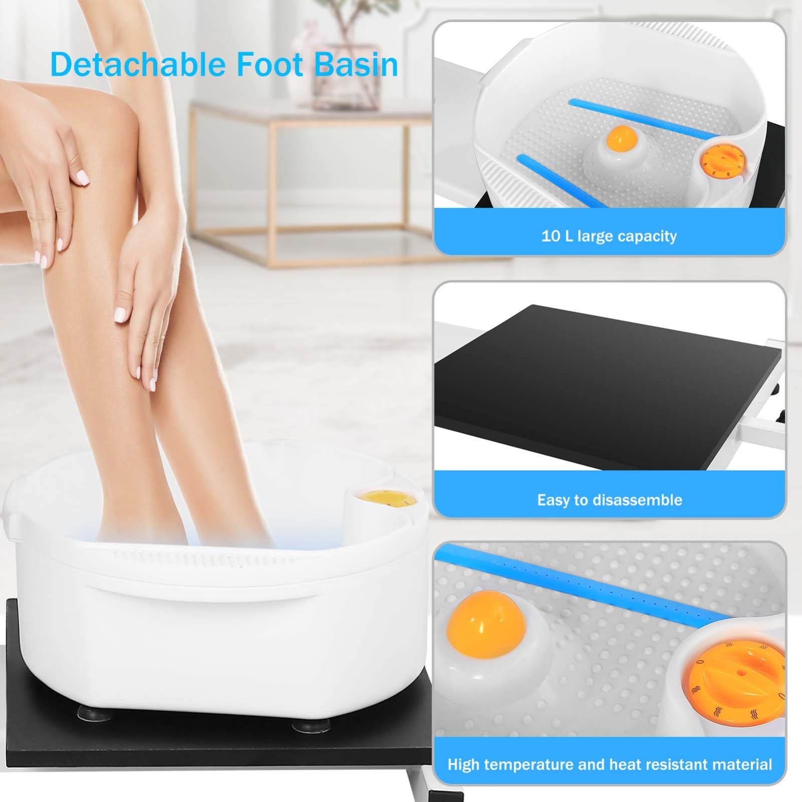 No Plumbing Pedicure Chair Hydraulic Reclining Salon Spa Chair 360° Rotation