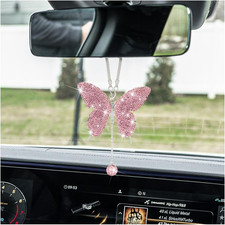 Bling Butterfly Diamond Car Accessories, Crystal Car Rear View Mirror Charms for