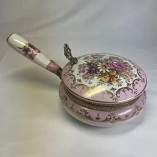 Vintage Crumb Catcher Silent Butler Enesco Porcelain Pink Floral