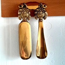Kleiderb&uuml;rste,Schuhl&ouml;ffel Mit Wandaufh&auml;ngung Set Massiv Messing 21 cm Hoch