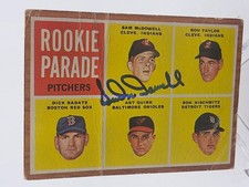 1962 Topps #591 Sam McDowell Rookie Parade Indians RC Signed Autographed Card. rookie card picture