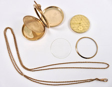 ANTIK VERGOLDETE TASCHENUHR GEMARKT RW UND ANKER BASTLEROBJEKT