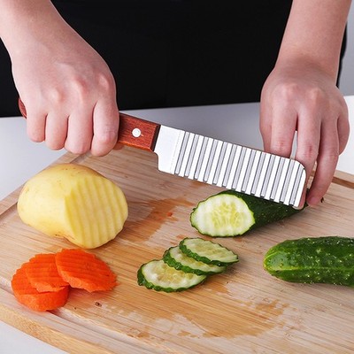 French Fries Cutter Stainless Steel Potato Cutter Knife Vegetable Wave Cutting T
