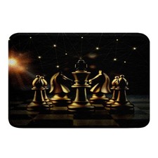 Chess Themed Non-Slip Absorbent Bath Rug for Bathroom Kitchen Kids Men
