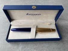 PLUMA ESTILOGRÁFICA WATERMAN EDSON ORO AZUL 18k L Nueva en Caja