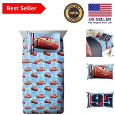 Official Disney Cars 95 Lightning McQueen Full Sheet Set - 4-Piece for Kids