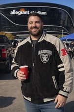 NFL Oakland Raiders Varsity Suede Leather Jacket XXL Mens Insulated Retro