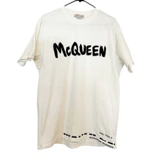 Alexander McQueen Men’s Graffiti Logo T-Shirt Sz L White