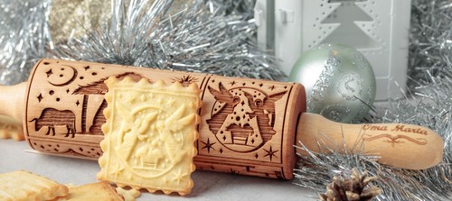 Nativity Embossed rolling pin Springerle cookie Mold Press Clay Pottery Stamps - Picture 8 of 18