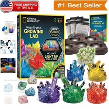 National Geographic 6 Color Crystal Growing Kit with Light-Up Display for Kids