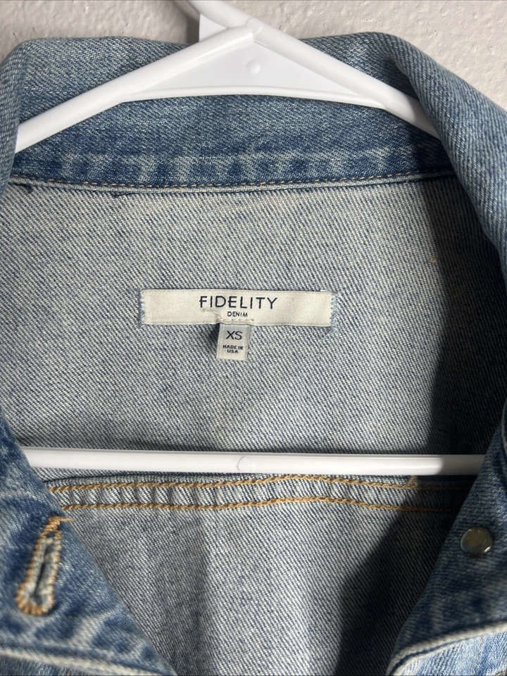 Fidelity Jeans Mujer Azul Denim Jean Chaqueta Bolsillos Talla XS USADO EN EXCELENTE ESTADO ENVÍO GRATUITO Foto 3 de 4