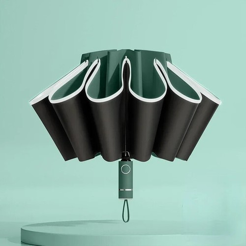 Umbrella Fully Automatic Reverse Folding Umbrella Windproof Reflective Stripe UV - Picture 26 of 28