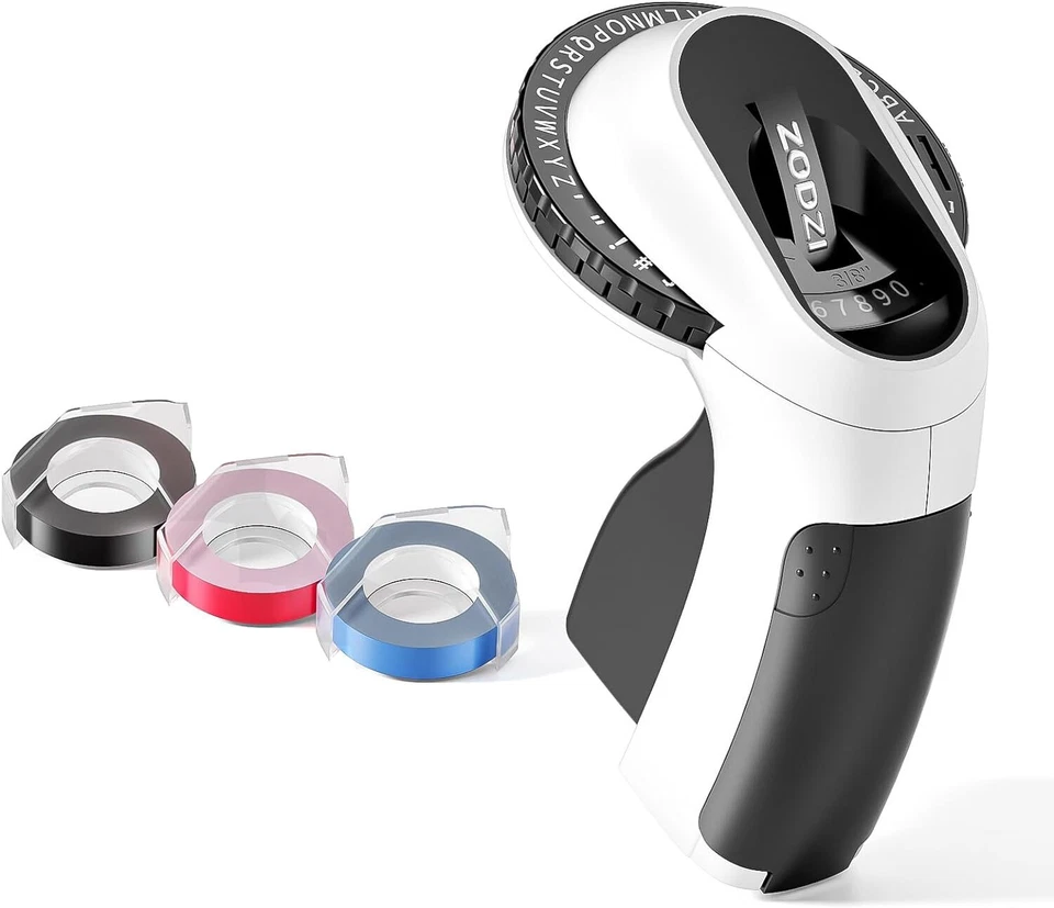 Präge Etiketten Maschine mit 3 Rollen Prägebänder für Zuhause DIY Basteln