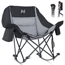 Oversized Rocking Camping Chair , Fully Padded with Cooler Bag & Side Pocket