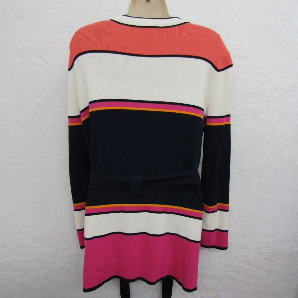 Chaqueta Dona Buchman Mujer Mediana Blanca Azul Rayas Manga Larga Cuello en V Algodón Foto 4 de 4