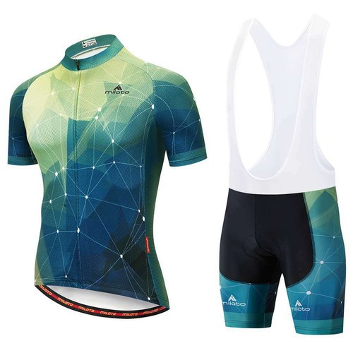 Miloto Men's Cycling Bib Kit Reflective Bike Jersey and Bib Shorts Padded Set - Picture 2 of 16