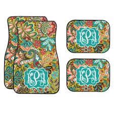 Personalized Golden Paisley Floral Car Mats