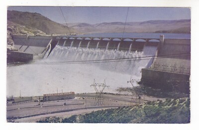 1954 SPOKANE WASHINGTON PM GRAND COULLE DAM VIEW POINT POSTCARD WA LEWISTOWN MT