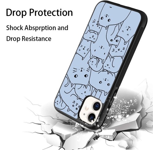 For iPhone SE XS XR Max 5 6 7 8 Plus kitten cat silhouette Pattern Hybrid Covers - Picture 24 of 25