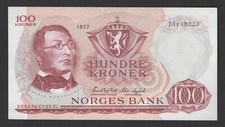 NORWAY 1977 100 Kroner, P 38,  AUNC(-)